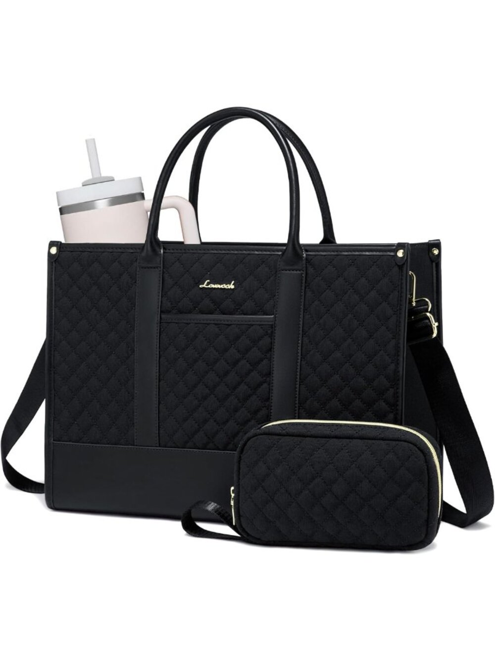 Stylish 15.6" Waterproof Laptop Tote Bag with Clutch - Lightweight Work & Travel